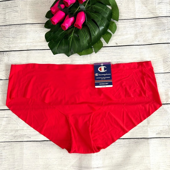 Champion Women’s Red Double Dry Perforated Logo No Show Hipster Underwear 2X NWT - Picture 1 of 6